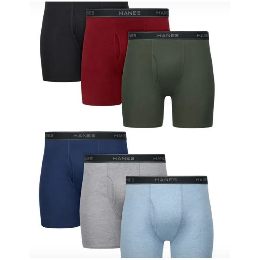 Hanes Men's Moisture Wicking Cotton Boxer Briefs #7349Q6 - Size Medium 32-34"